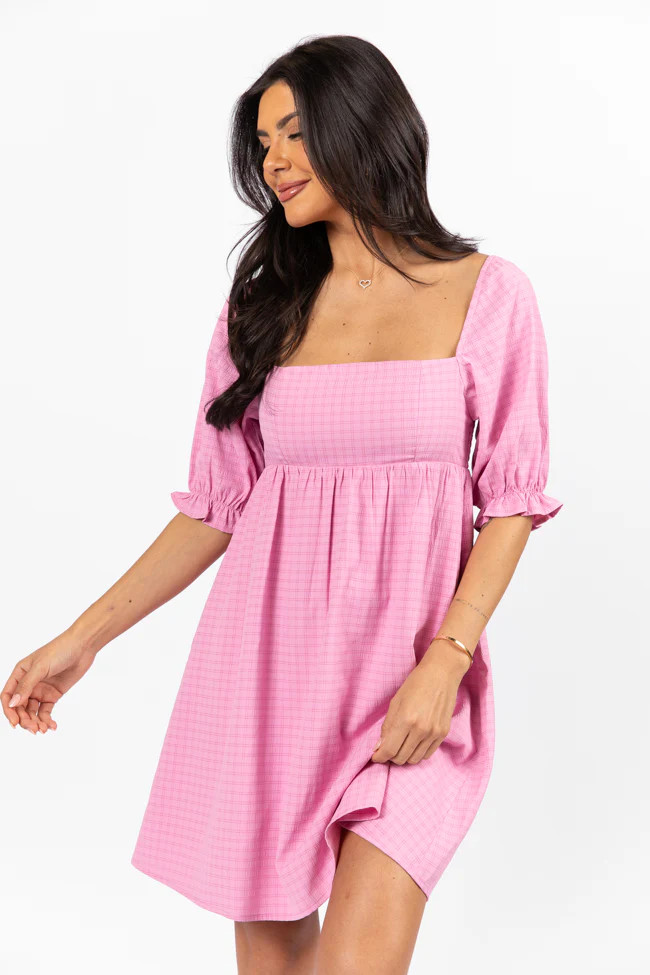 All My Days Pink Square Neck Printed Mini Dress | Pink Lily