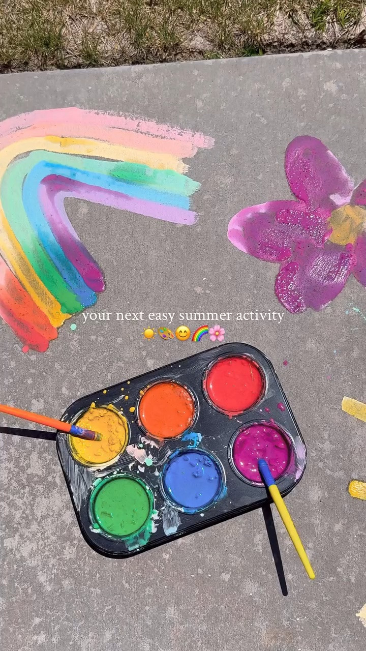 Try this super easy & fun chalk paint ☀️🎨🌈

Crush up some chalk, add equal parts corn starch + water into a muffin tin, add paint brushes and you’re ready to paint! 

Would you try this? My kids LOVED IT 🌈 send this to a parent friend you want to do this with + save for a day you need an easy activity! 

Follow for more easy summer activities ☀️☀️☀️

#summeractivities #chalkpaint #easysummeractivities #summeractivitiesforkids #activityideas