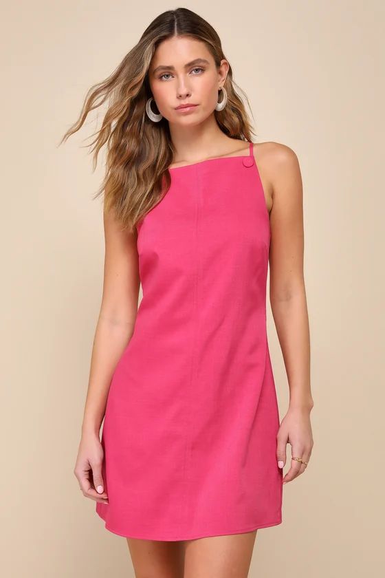Chic Ease Hot Pink Sleeveless Mini Dress | Lulus
