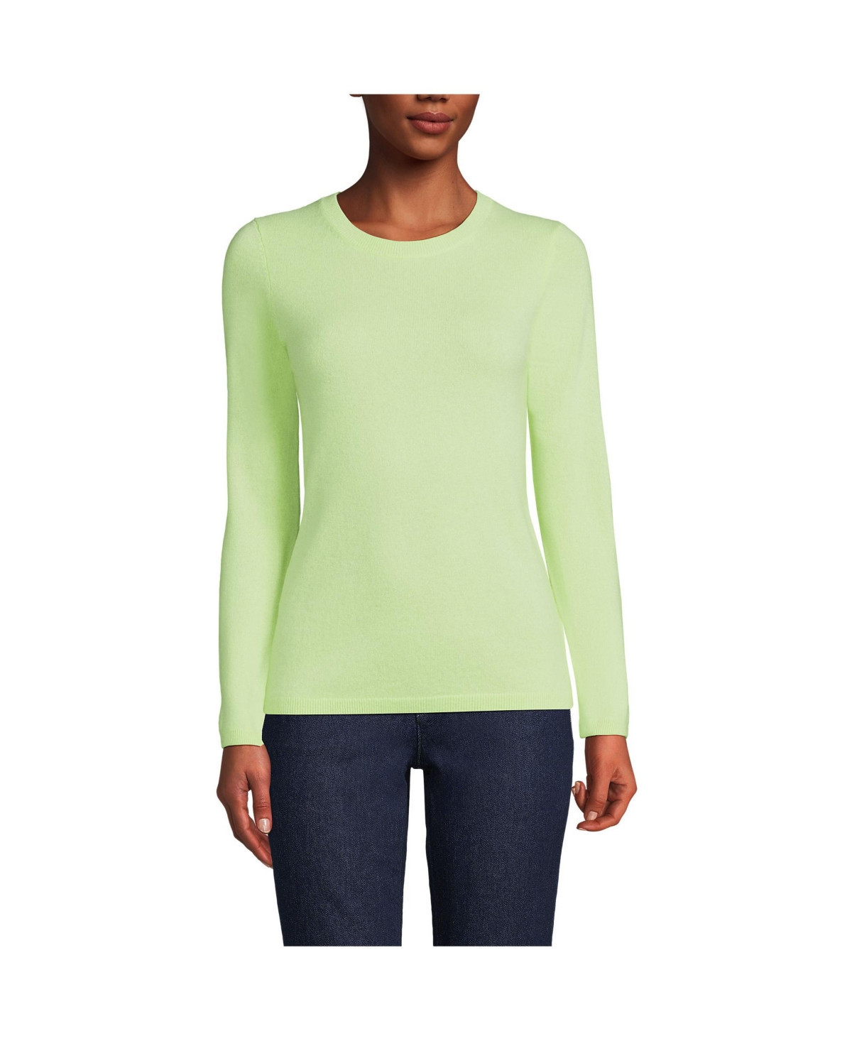 Lands' End Women's Petite Cashmere Sweater - Fluorescent green | Macy's