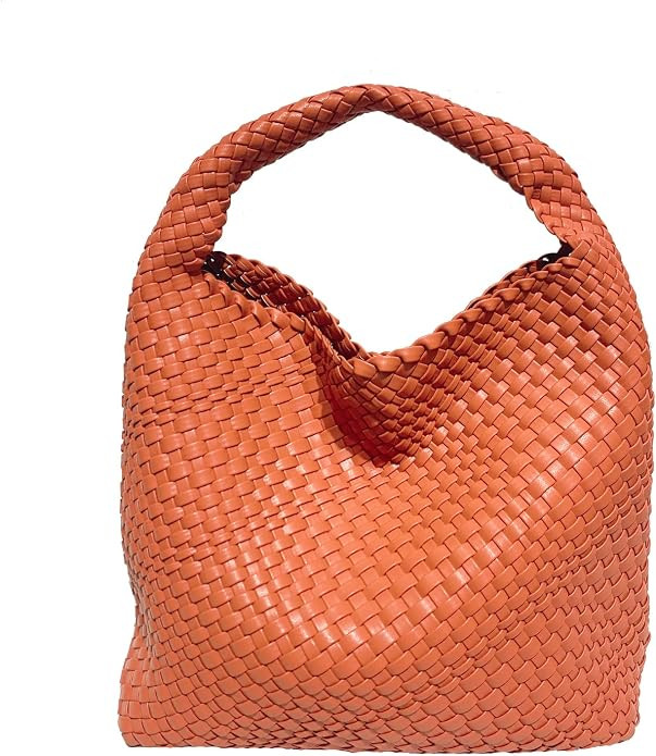 Women Vegan Leather Hand-Woven Tote Handbag Fashion Shoulder Top-handle Bag All-Match Underarm Ba... | Amazon (US)