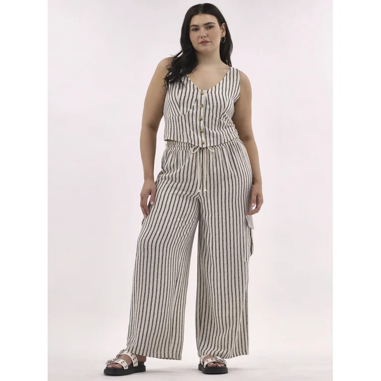No Boundaries Vest and Cargo Pants Outfit Set, 2-Piece, Women's and Women's Plus - Walmart.com | Walmart (US)