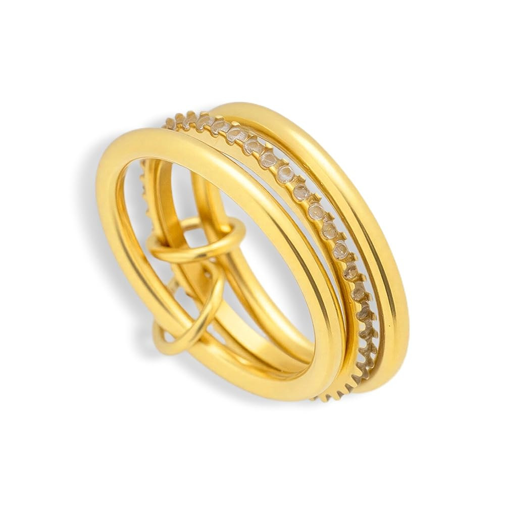 Gold or Silver Plated Stainless Steel Stacked Linked Crystal Band Ring | Amazon (US)