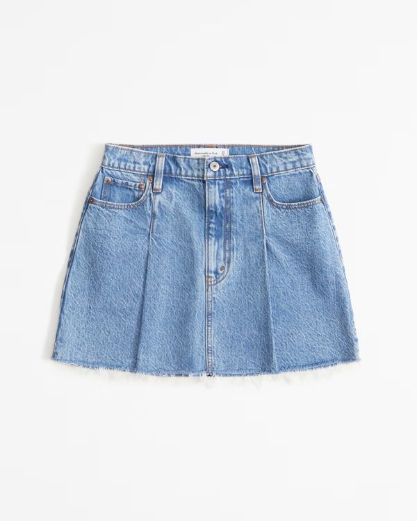 Pleated Denim Mini Skirt | Abercrombie & Fitch (US)