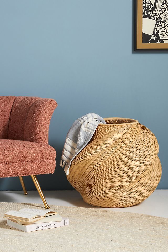 Spiraled Weave Rattan Basket | Anthropologie (US)