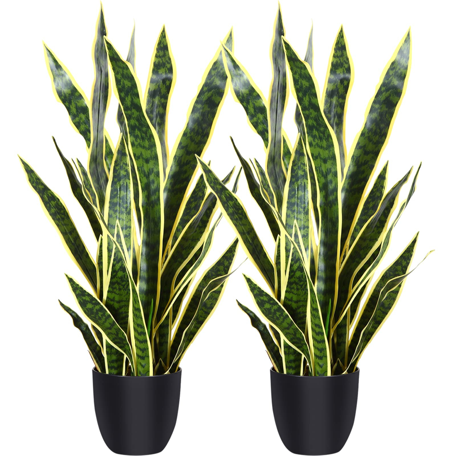 CROSOFMI Artificial Snake Plant 35 Inch Fake Sansevieria Tree with 32 Leaves Perfect Faux Mother ... | Amazon (US)