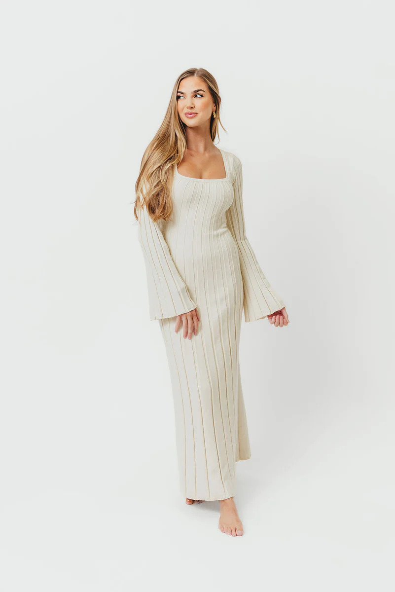 Rowan Square Neck Maxi Dress in Cream | Worth Collective