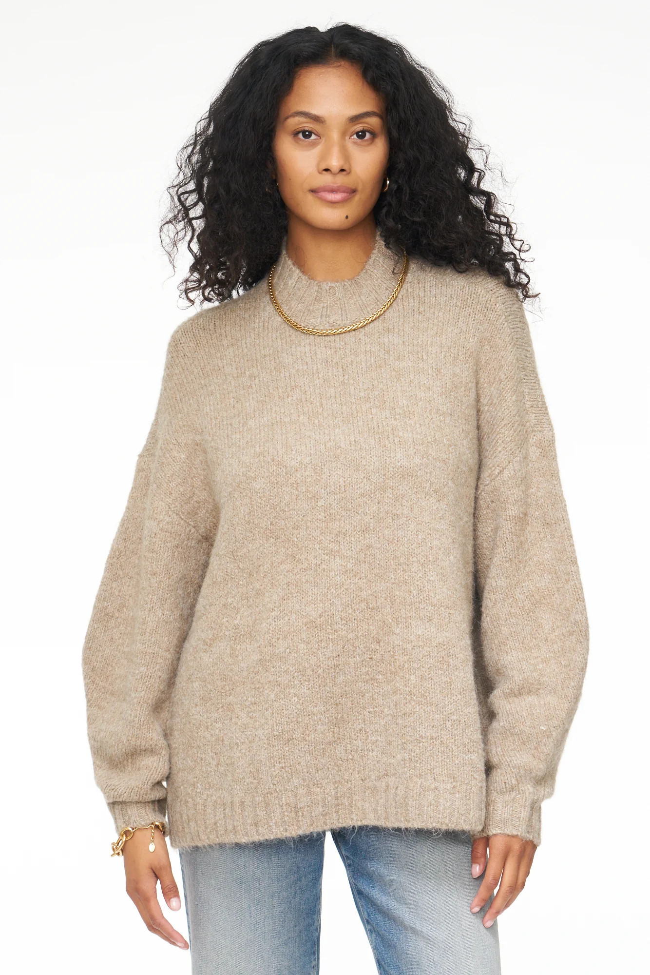 Carlen Mock Neck Sweater - Taupe | Pistola Denim
