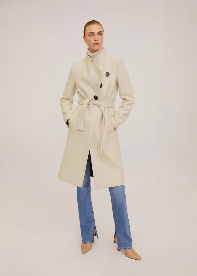 Wool double-breasted coat | MANGO (US)