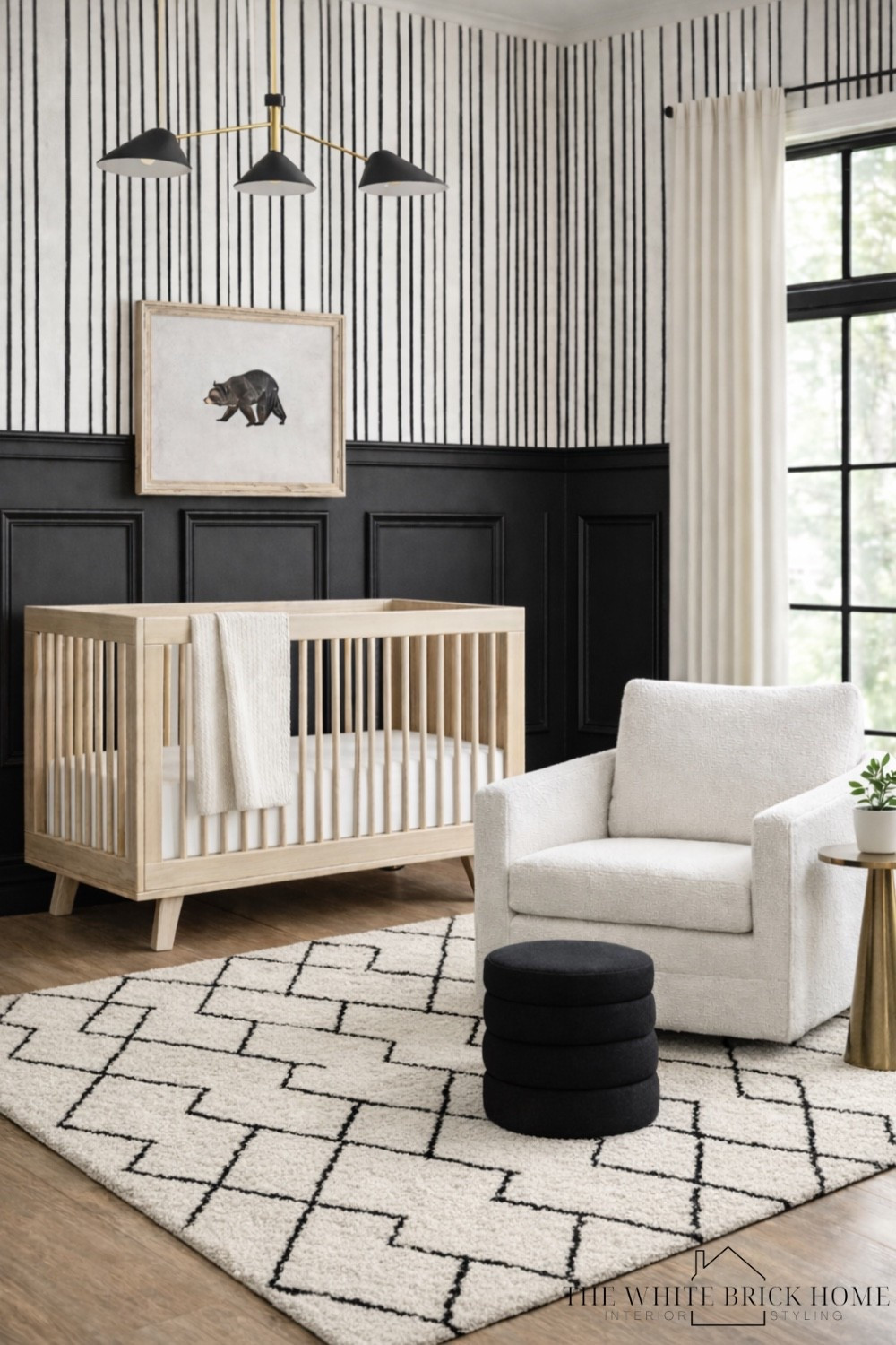 A bold yet cozy modern nursery that blends graphic wallpaper with warm wood tones and soft textures for an elevated nursery. 
🖤🖤
Nursery, nursery decor, nursery design, nursery rug, area rug, crib, nursery crib, glider, nursery wall art, modern nursery, modern decor, gender neutral nursery, baby girl nursery, baby boy nursery, nursery rug, nursery lighting, nursery ideas, home decor ideas, nursery finds, area rug, black and white nursery, side table, woodland nursery, modern nursery, modern woodland nursery, pottery barn, Etsy, wayfair 


#LTKHome #LTKBump #LTKBaby