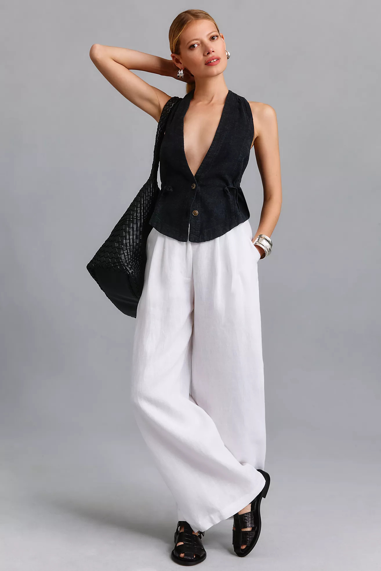 By Anthropologie Cropped Drawstring Waistcoat | Anthropologie (UK)