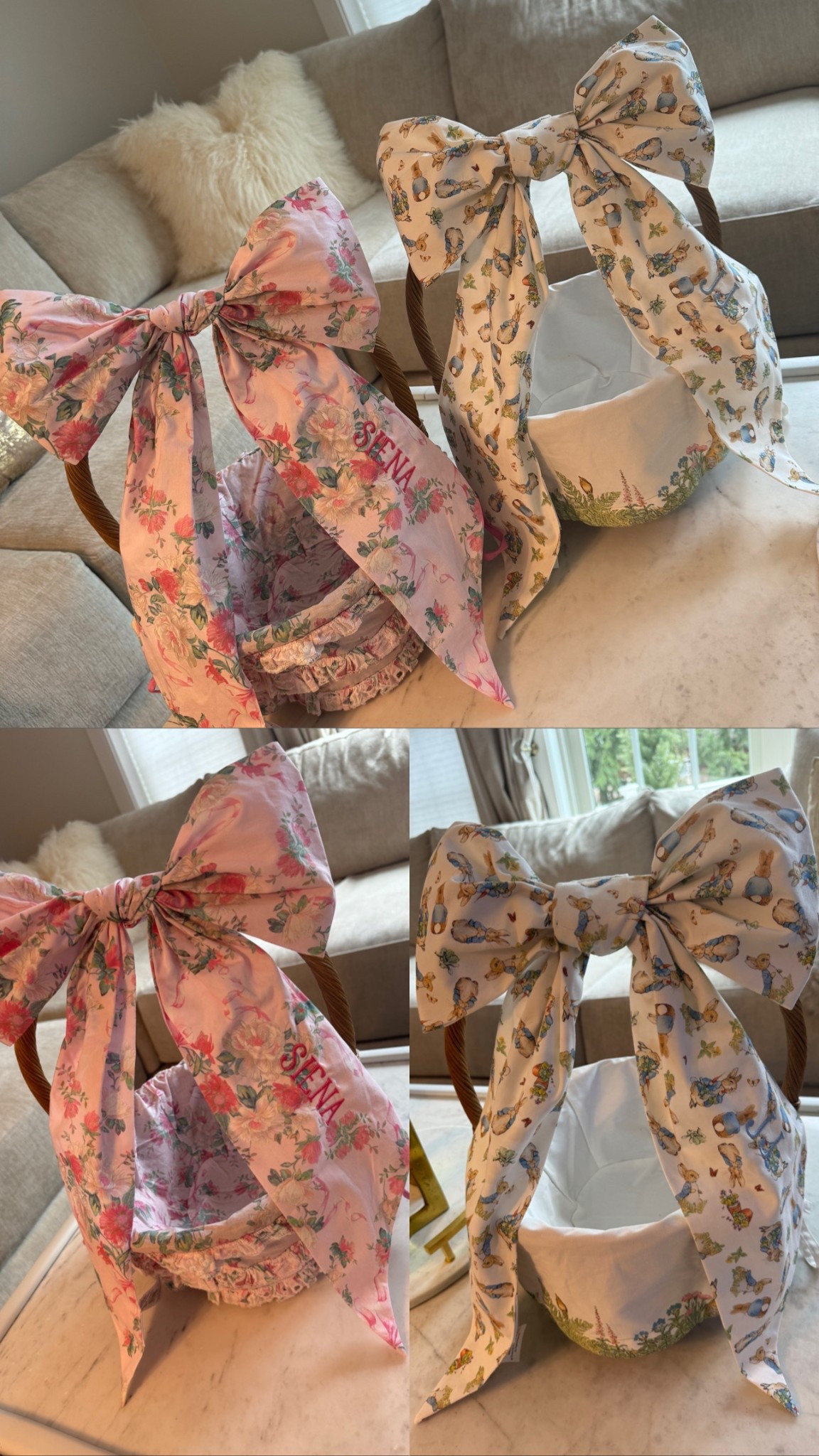 Easter baskets for my son & daughter!🩷🌸🐰🧺🩵🐣💚

Personalized bows from Pottery Barn Kids! On sale now! 

#LTKmomlife #LTKKids #LTKSeasonal