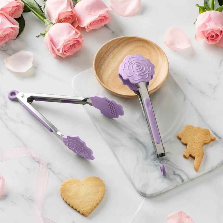 CWC 3D 2 Piece Mini Tongs, Purple Rose | Walmart (US)
