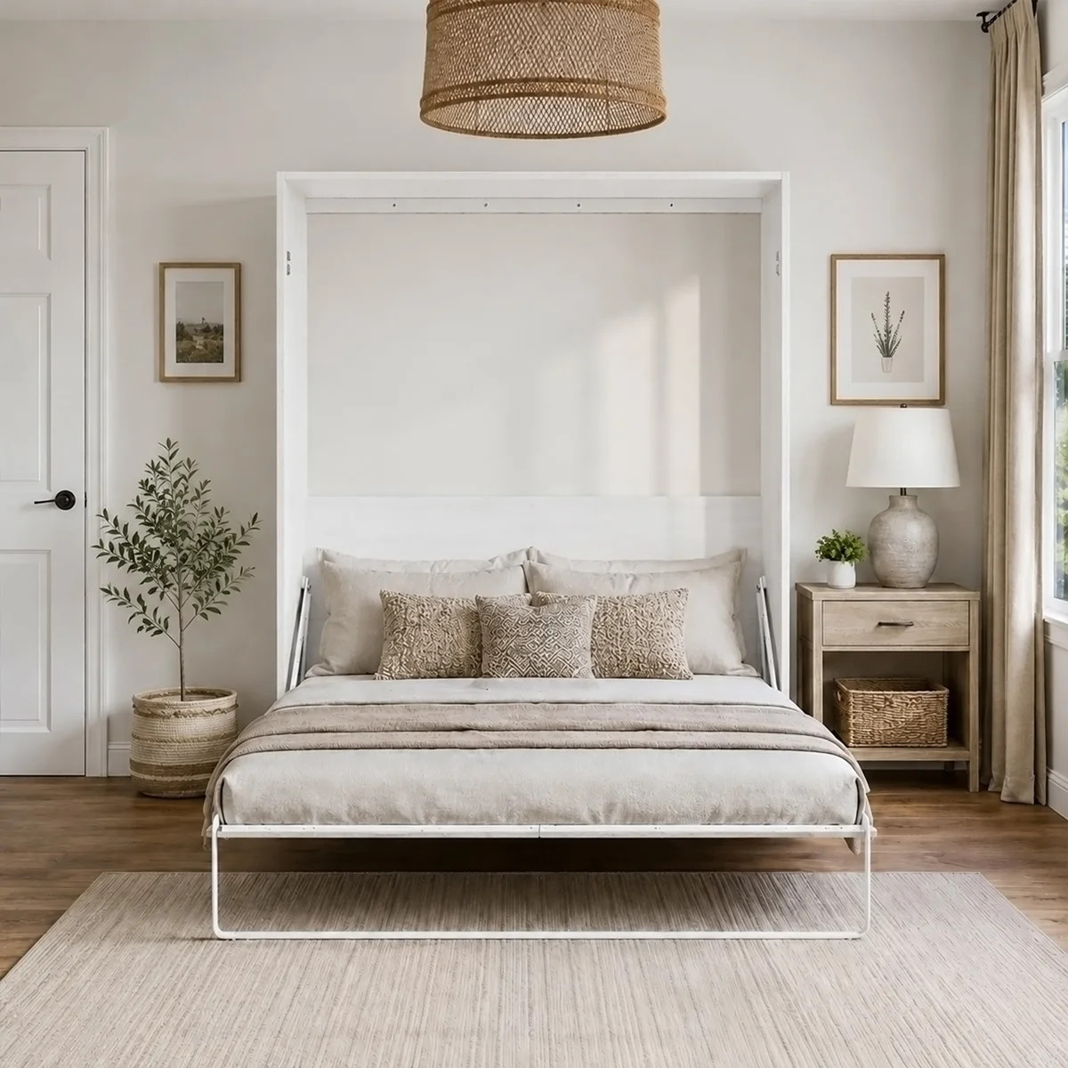 86.6'' L Queen Vertical Murphy Wall Bed, Space-Saving Wall Bed With Slatted Frame | Wayfair North America