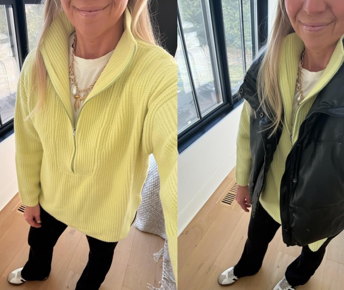 I'm wearing a medium in the sweater and a small in the crossover flair leggings. They have pockets! The whole outfit available from Amazon!

#LTKOver40 #LTKootd #LTKmomlife