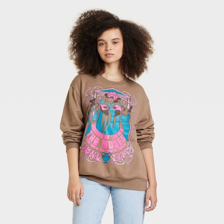 Women's Disney Hercules Muses Graphic Sweatshirt - Brown | Target