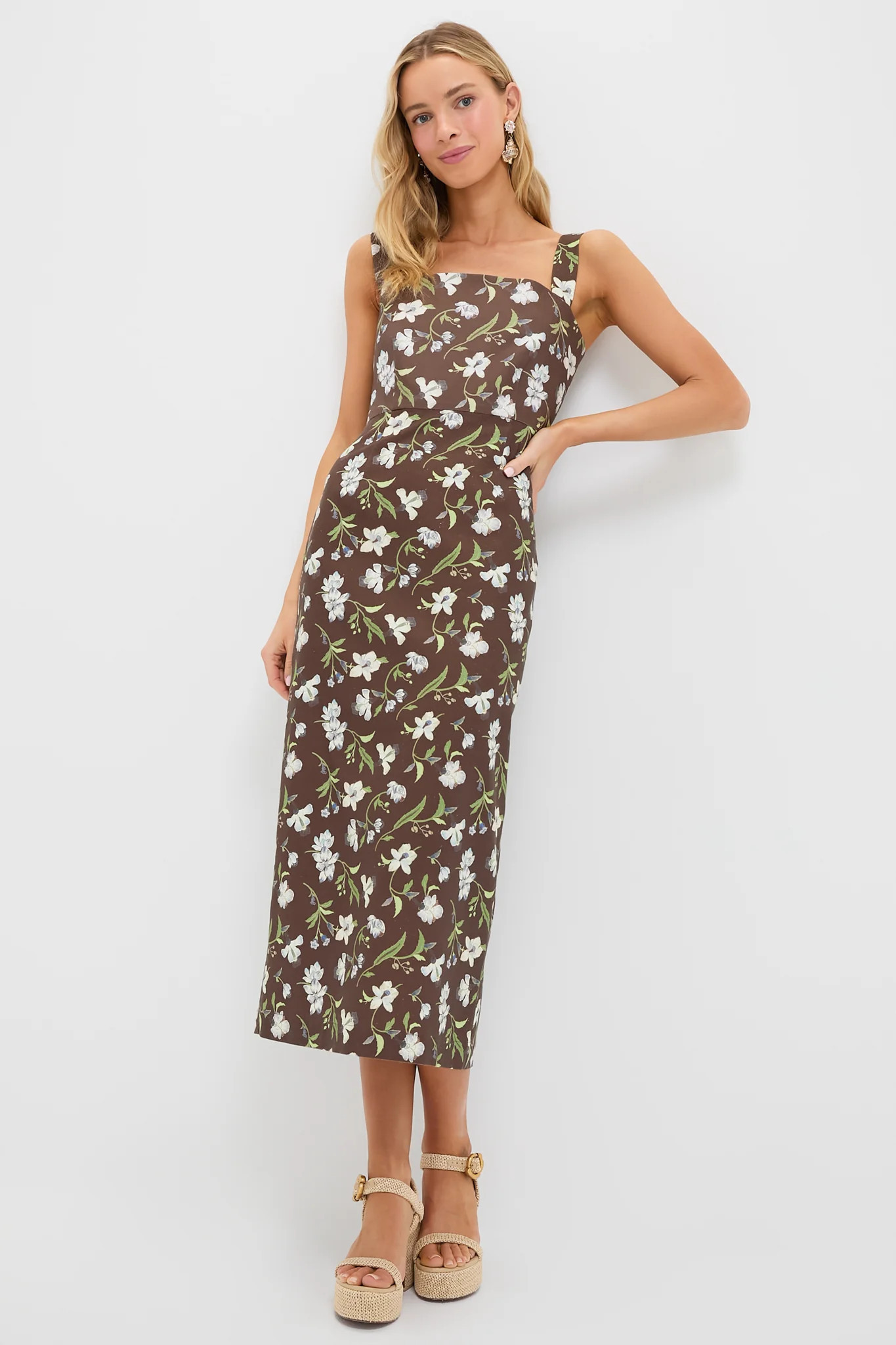 Brown Hibiscus Long Slip Dress | Tuckernuck (US)