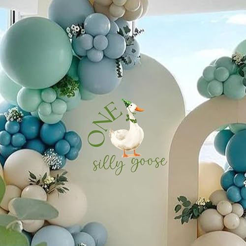 ZAIBIANHAO One Silly Goose Decal - Green Lucky Goose First Birthday Party Decorations,Silly Goose Wall Stickers for Balloon Arch,Our Silly Little Goose is Turning One Party Supplies for Boys or Girls | Amazon (US)