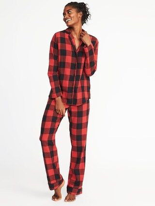 Old Navy Womens Printed Flannel Sleep Set For Women Red Buffalo Plaid Size XL | Old Navy US