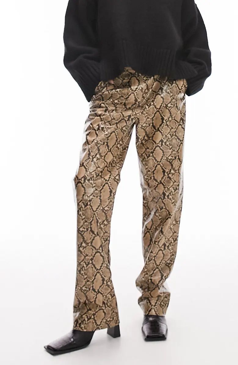 Snakeskin Print Straight Leg Faux Leather Pants | Nordstrom Rack