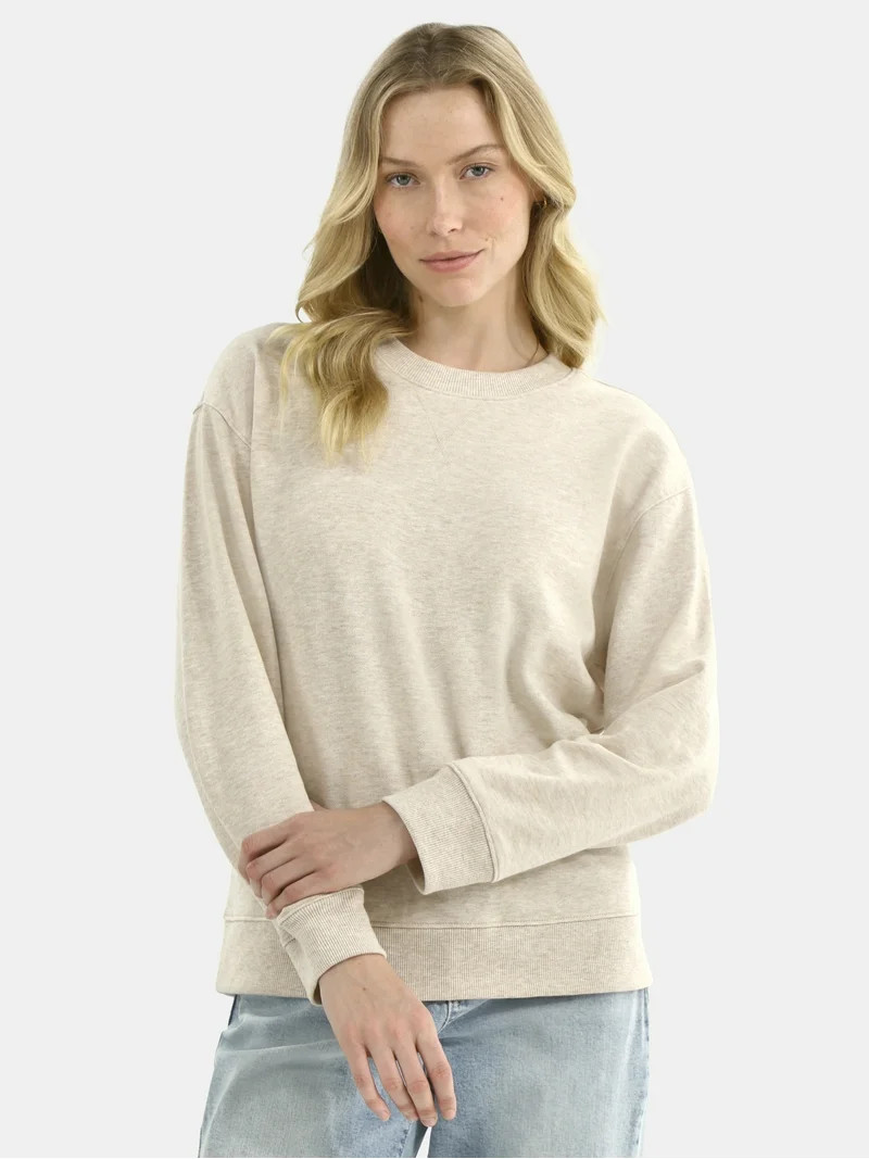 Time and Tru Women's Crewneck Sweatshirt with Long Sleeves, Sizes XS-4X - Walmart.com | Walmart (US)