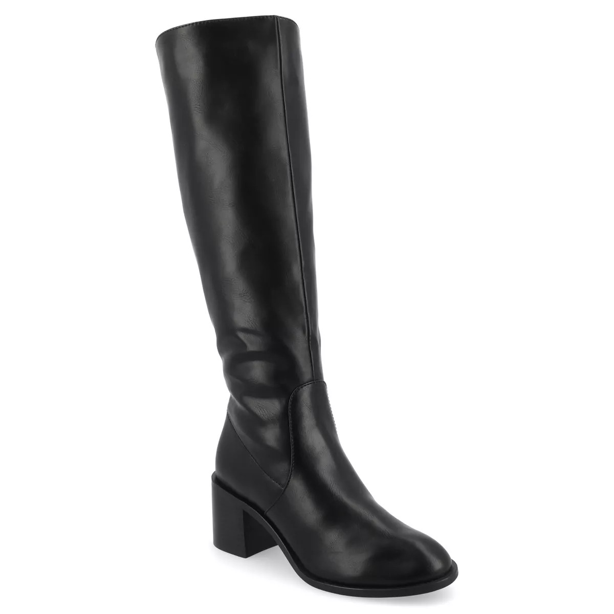Journee Collection Womens Romilly Tru Comfort Foam Stacked Block Heel Round Toe Boots, Black 5.5 | Target
