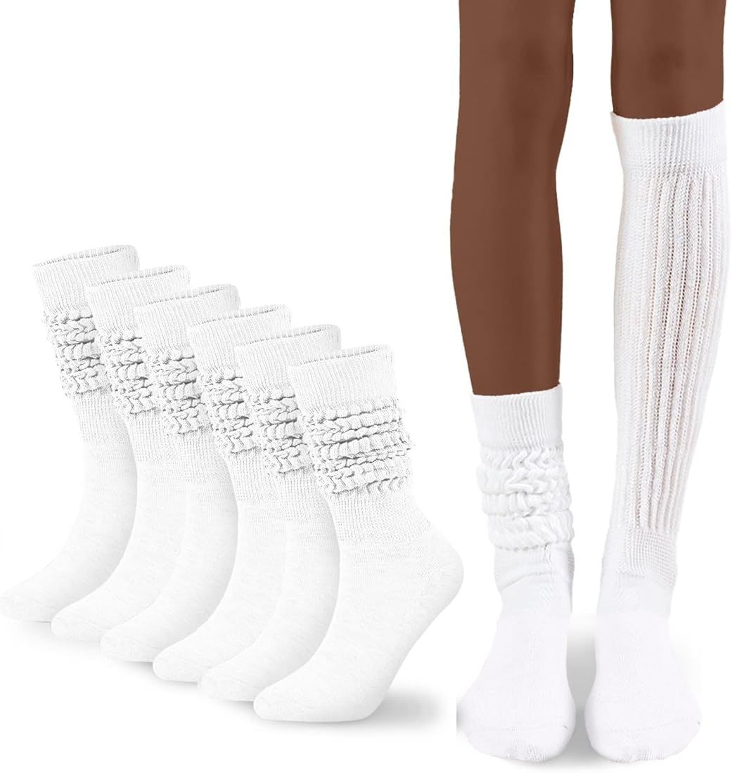 FLYDO Womens Slouch Sock Scrunch Socks Soft Long Boot Socks for Women Stacked High Sock 2-3 PACK | Amazon (US)