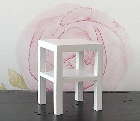 Macy Mae 1:12 Scale Dollhouse Miniature White Wood Side Table with Shelf. | Amazon (US)