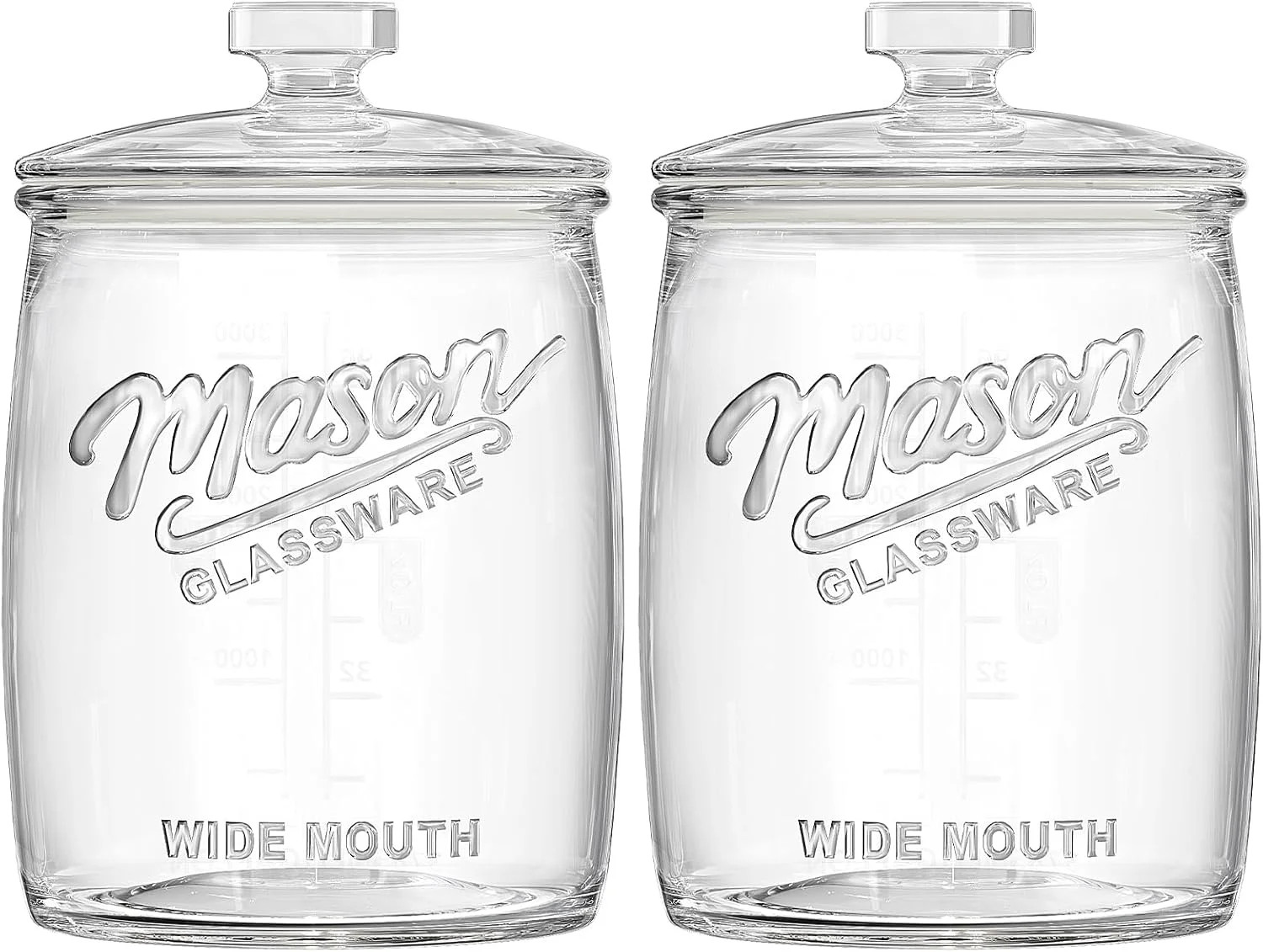 2 Pack Cookie Jar, 1 Gallon Glass Jar with Airtight Lids - Large Wide Mouth Mason Jar for Kitchen Pantry& Laundry Room, Glass Apothecary Canisters Sets for Candy, Flour, Rice, Coffee, Display | Walmart (US)