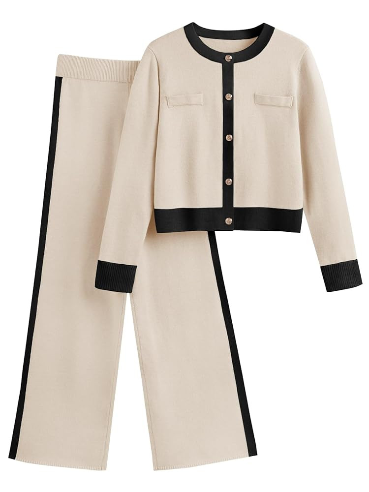 LILLUSORY Womens 2 Piece Sets Lounge Matching Cardigan Sweaters and Wide Leg Pants 2025 Fall Fash... | Amazon (US)