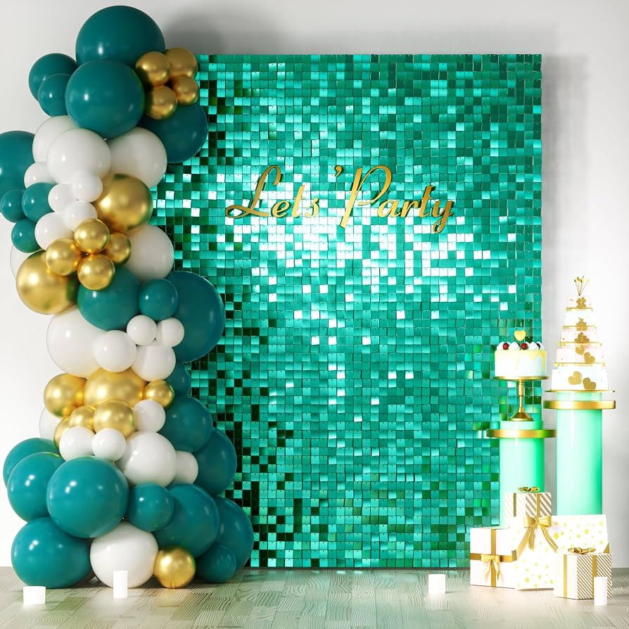 COKAOBE LiteGrid Series Shimmer Wall Backdrop - 24Pcs Emerald Green | Amazon (US)