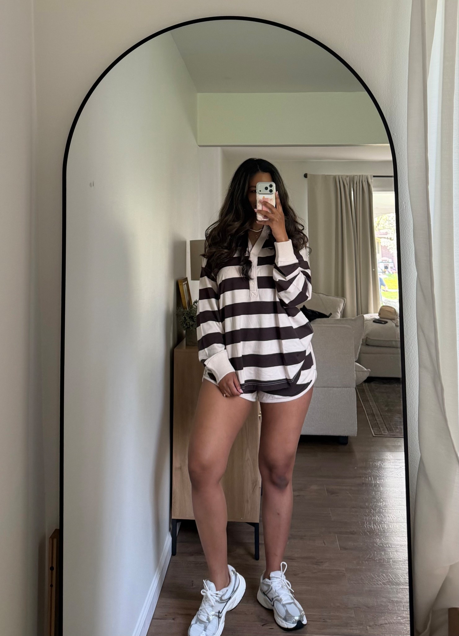 The cutest casual fit! If you have thick thighs size up! Wearing medium shorts wish I had large! Large sweatshirt oversized fit 

#LTKxAerie #LTKSaleAlert #LTKMidsize