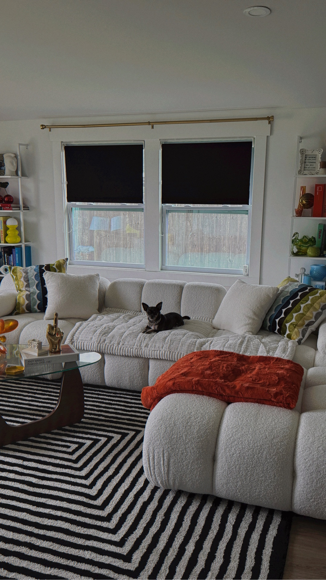 It’s finally happening 🖤 After a year of living here, my living room is finally coming together. Unboxing the new sofa today & playing w the layout. 
Tagged all the furniture & decor I’m using in this space so you can shop the look, too. #homedecor #ltkfinds #livingroominspo #dopaminedecor #modernhome

#LTKHome #LTKStyleTip