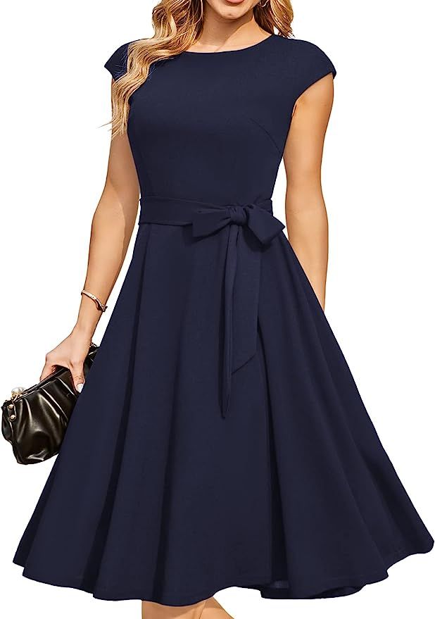 DRESSTELLS Cocktail Dresses Modest Wedding Guest Dress 2023 Fall Casual Dress, Homecoming & Prom | Amazon (US)