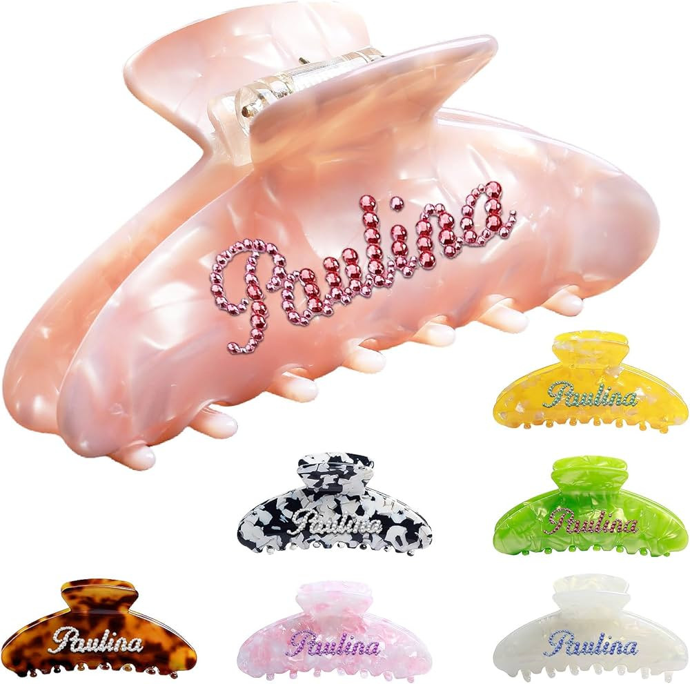 Large Hair Claw Clips for Women, Custom Banana Rhinestone Name Hair Clips, Personalized Hair Clip... | Amazon (US)
