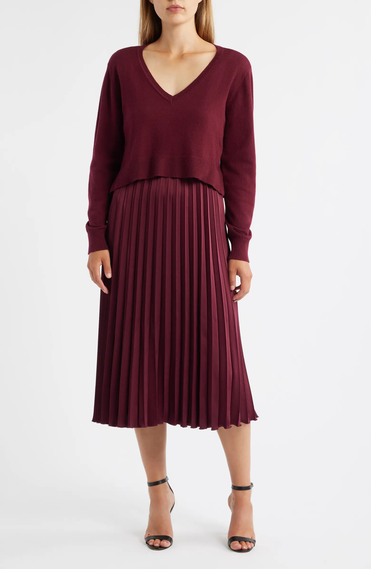 Pleated Slipdress and Sweater Set | Nordstrom