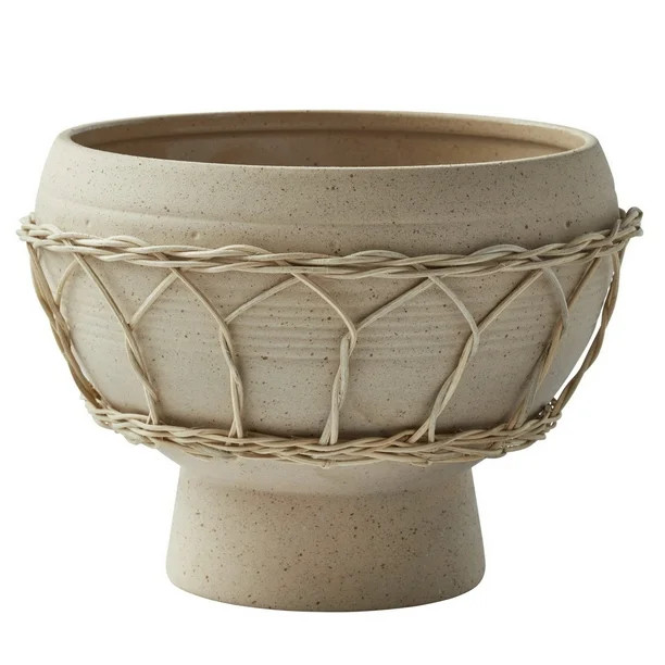 Dave & Jenny Marrs for Better Homes & Gardens 8 in Ellie Pedestal Beige Ceramic Planter | Walmart (US)