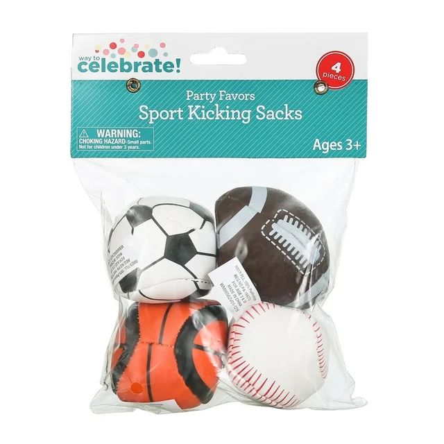 Way to Celebrate Sport Hacky Sack Party Favors - 4 Pieces Rexine Balls | Walmart (US)