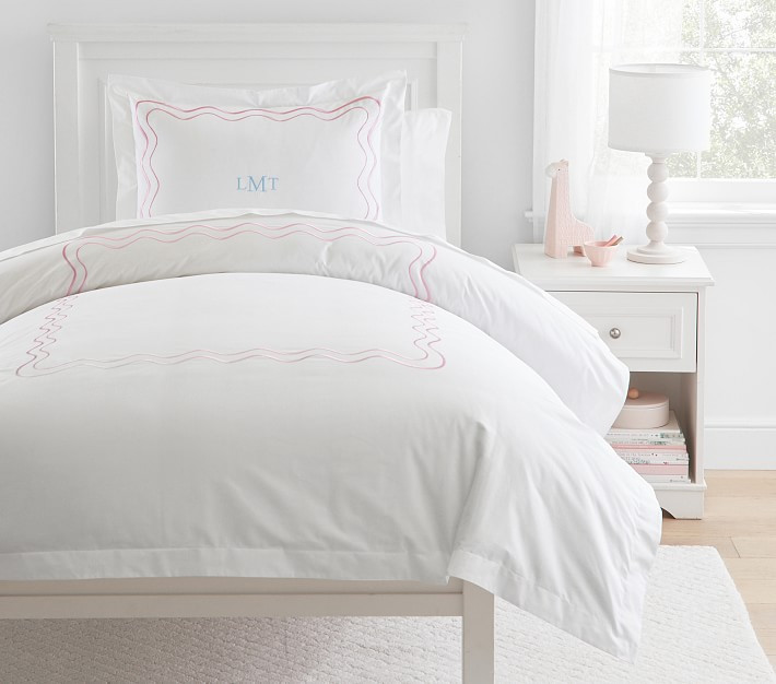 Embroidered Scalloped Organic Duvet Cover & Shams | Pottery Barn Kids