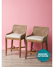 2pk 38in Rope Woven Counter Stools With Cushions | HomeGoods