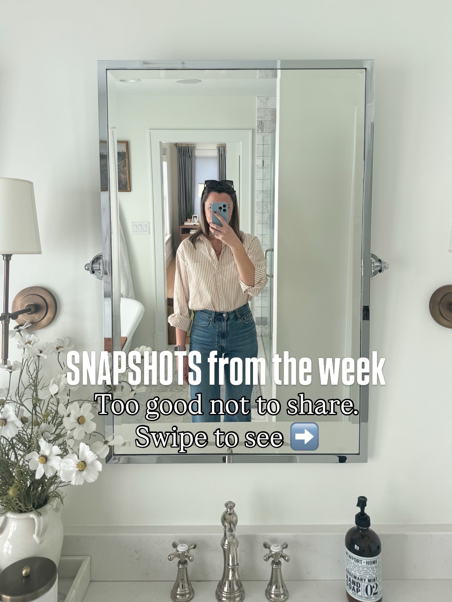 Love my classic slightly oversized shirt! Paired with tilt mirror and brass sconces 

#LTKWorkwear #LTKSaleAlert #LTKHome