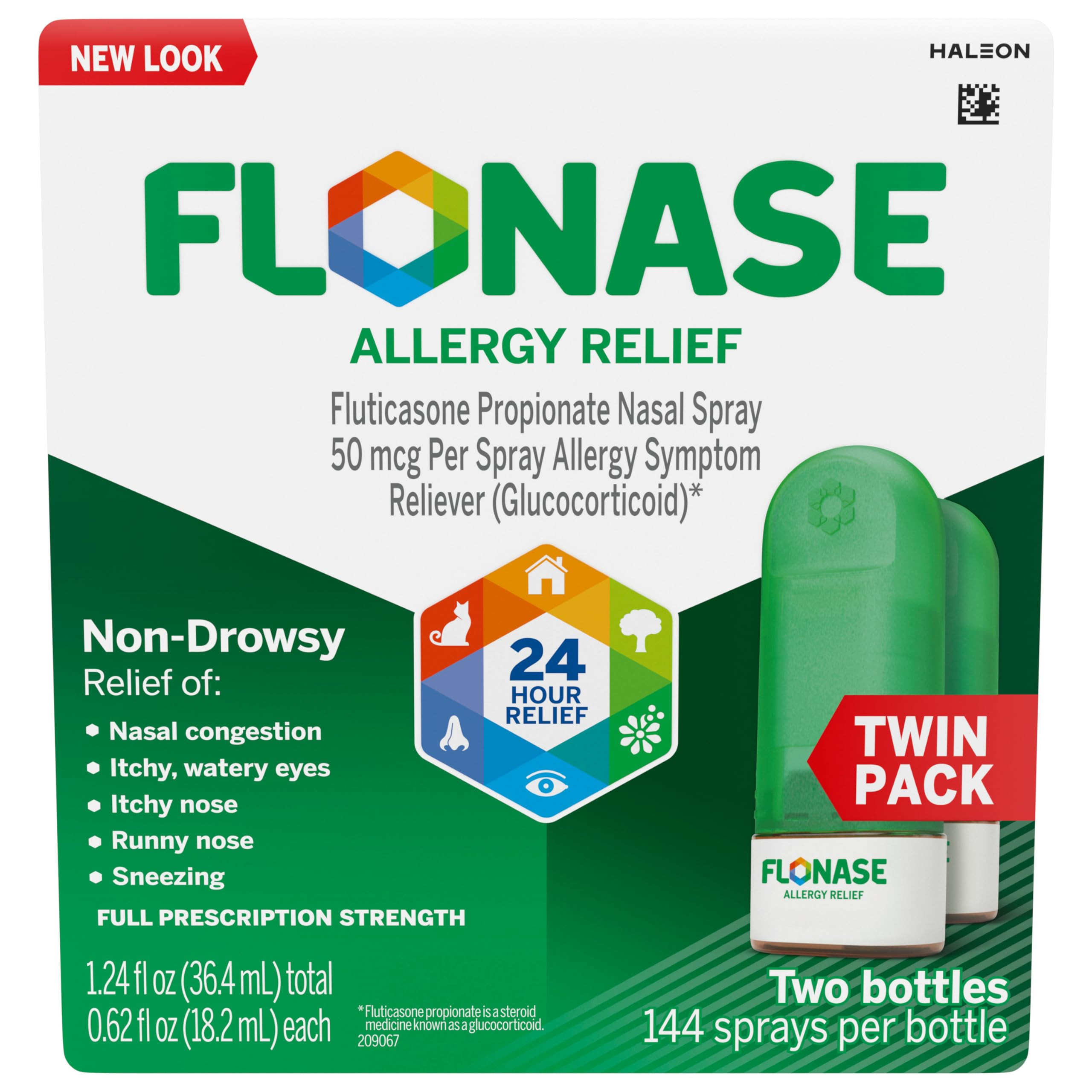 Flonase Allergy Relief Nasal Spray, 24 Hour Non Drowsy Allergy Medicine, Metered Nasal Spray - 14... | Amazon (US)