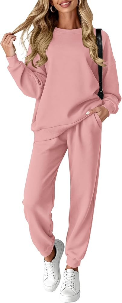 KIRUNDO Fall Sweatsuits Women 2 Piece Outfit 2025 Matching Lounge Sets Sweatshirt Jogger Sweatpan... | Amazon (US)