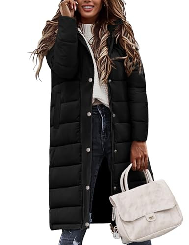 Womens Winter Long Puffer Coat Thicken Ladies Down Quilted Jacket Puffy Padded Zip Hood Parka Sid... | Amazon (US)