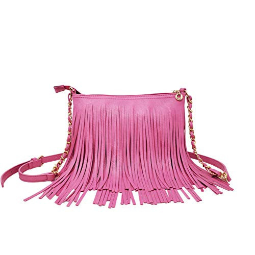 Solene Fringe Crossbody Shoulder Bag with Strap, Tassel Messenger bag, Country Style Western Fringe Purse for Women - E031(fuchsia) | Amazon (US)