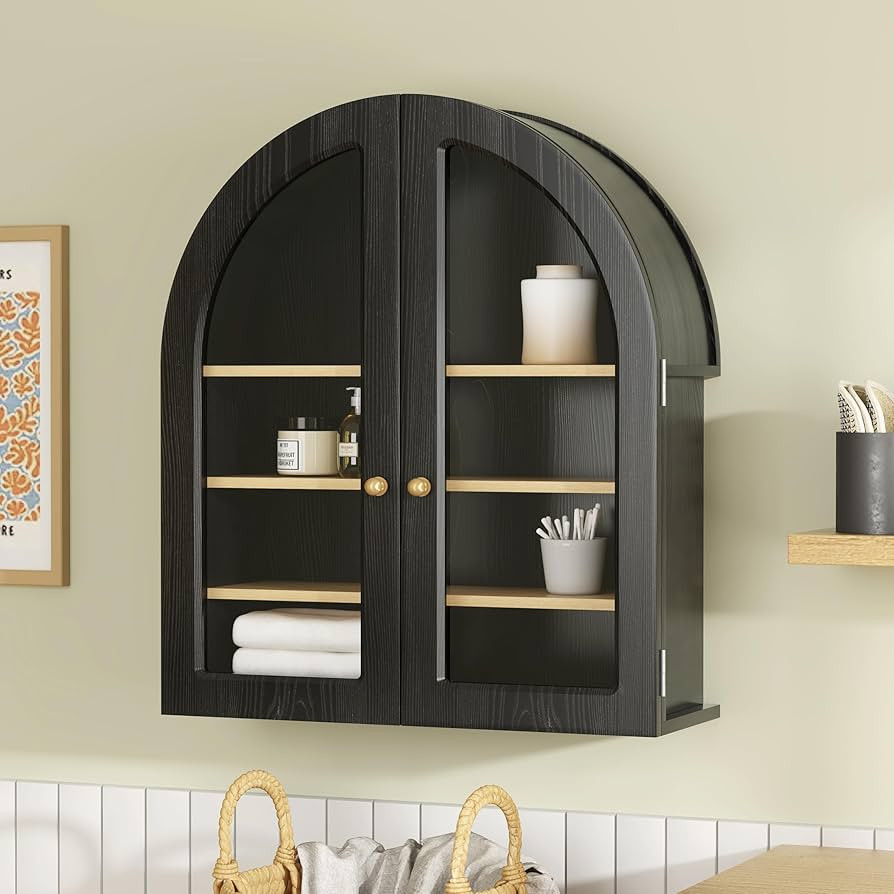 Large Arched Bathroom Wall Cabinet Modern Wooden Display Cabinet with Acrylic Doors Farmhouse Wal... | Amazon (US)