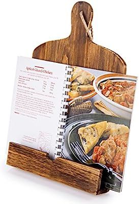Cutting Board Style Wood Recipe Cookbook iPad Tablet Stand Holder Stand with Kickstand, Brown | Amazon (US)