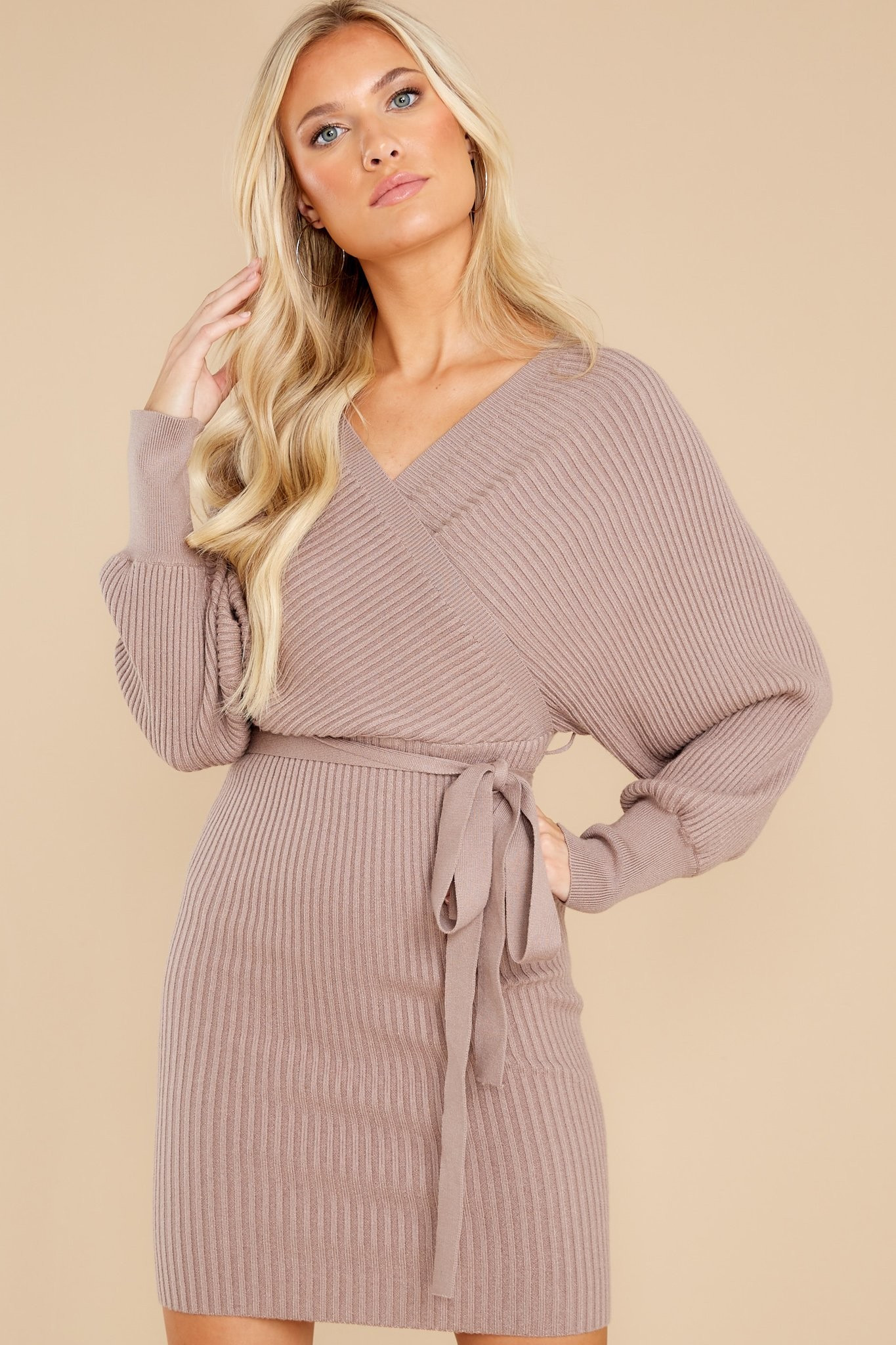 Continuous Bliss Taupe Sweater Dress | Red Dress 