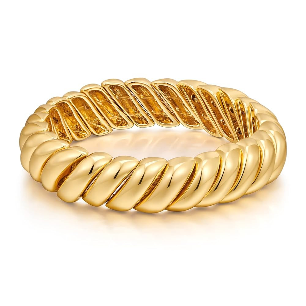 FAMARINE Gold Silver Chunky Bangle Bracelet for Women Men | Amazon (US)