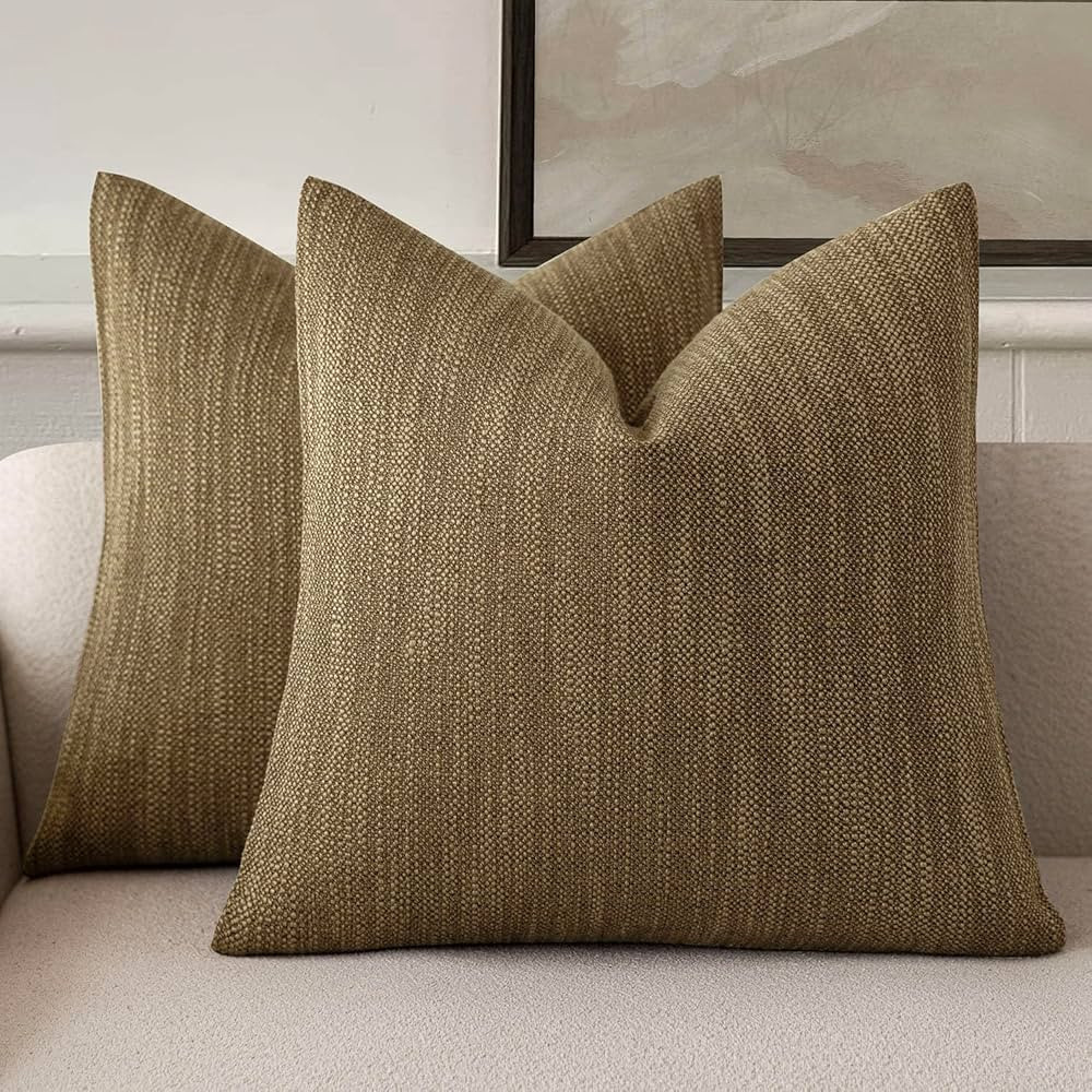 Foindtower Set of 2 Decorative Textured Burlap Linen Throw Pillow Covers Farmhouse Boho Cushion C... | Amazon (US)